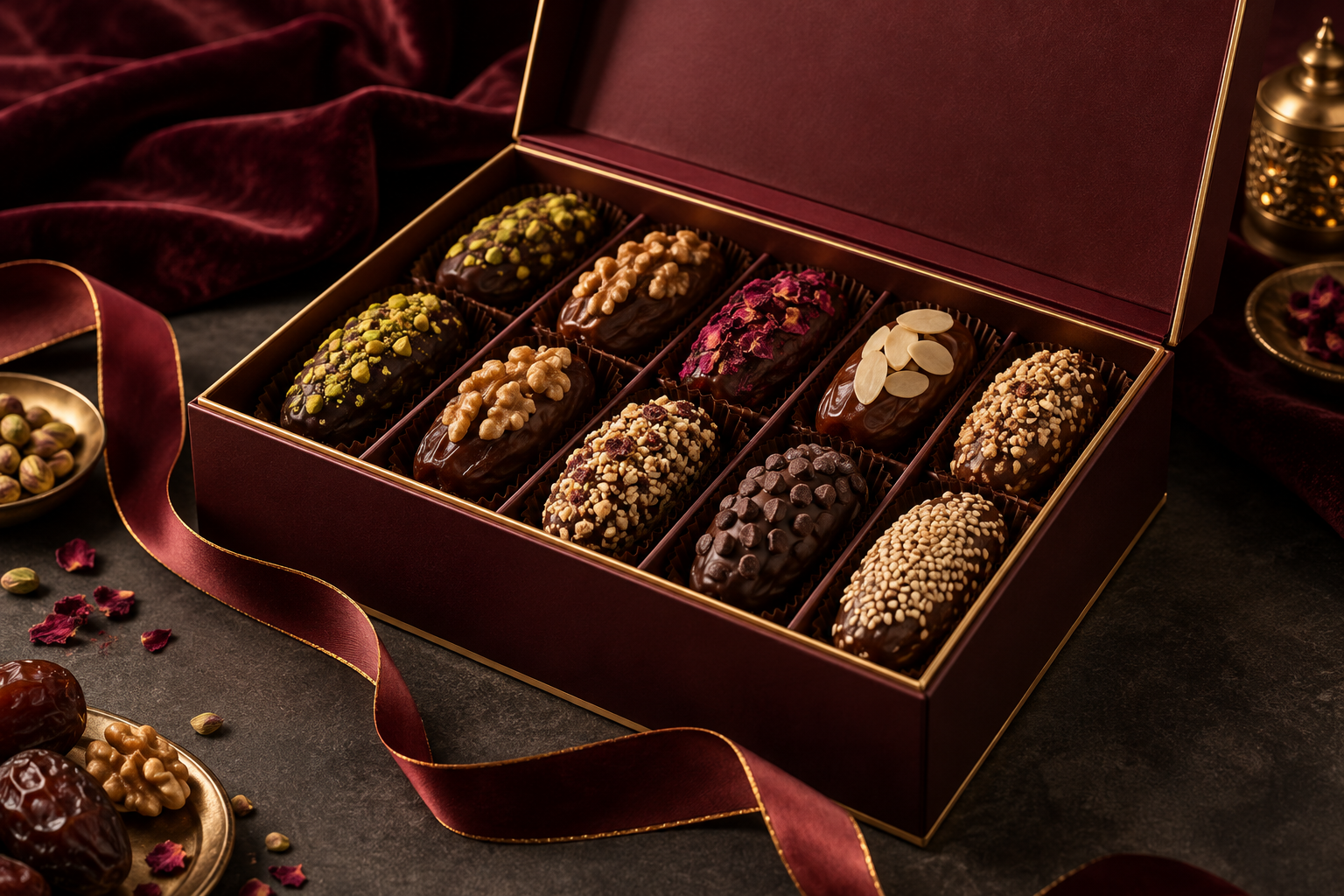 Luxury assorted date chocolate gift box